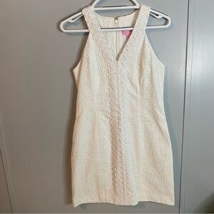 Lilly Pulitzer White Summer Overlay Eyelet Dress Size 4
